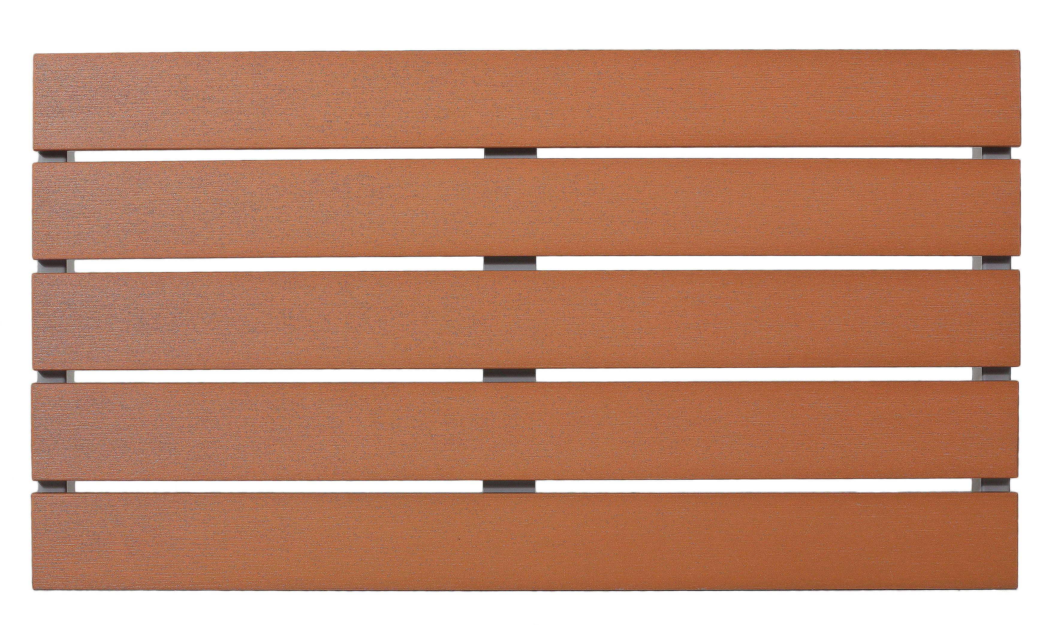 Avery Aluminum Outdoor Bench in Poly Resin, Silver/Teak