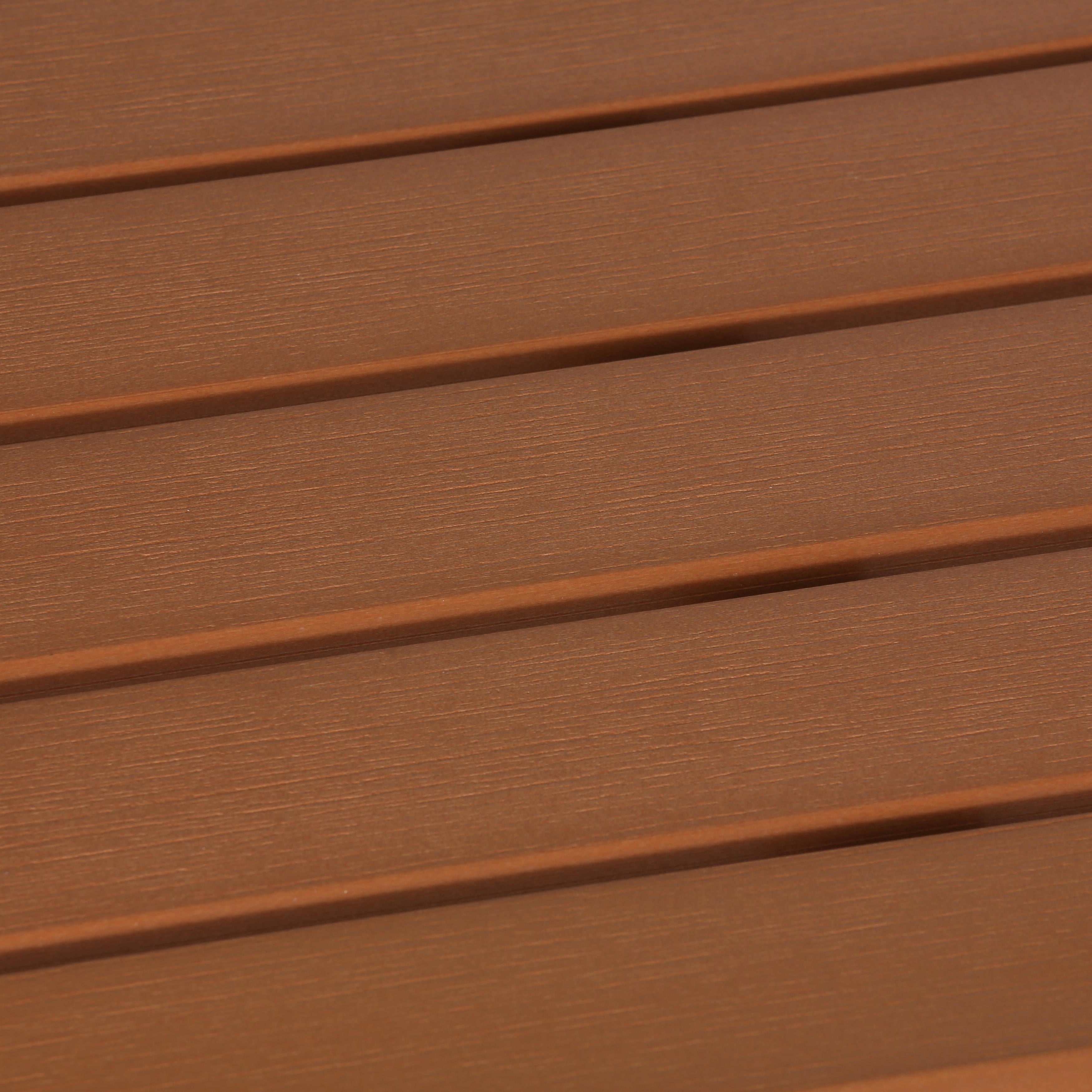 Avery Aluminum Outdoor Bench in Poly Resin, Silver/Teak