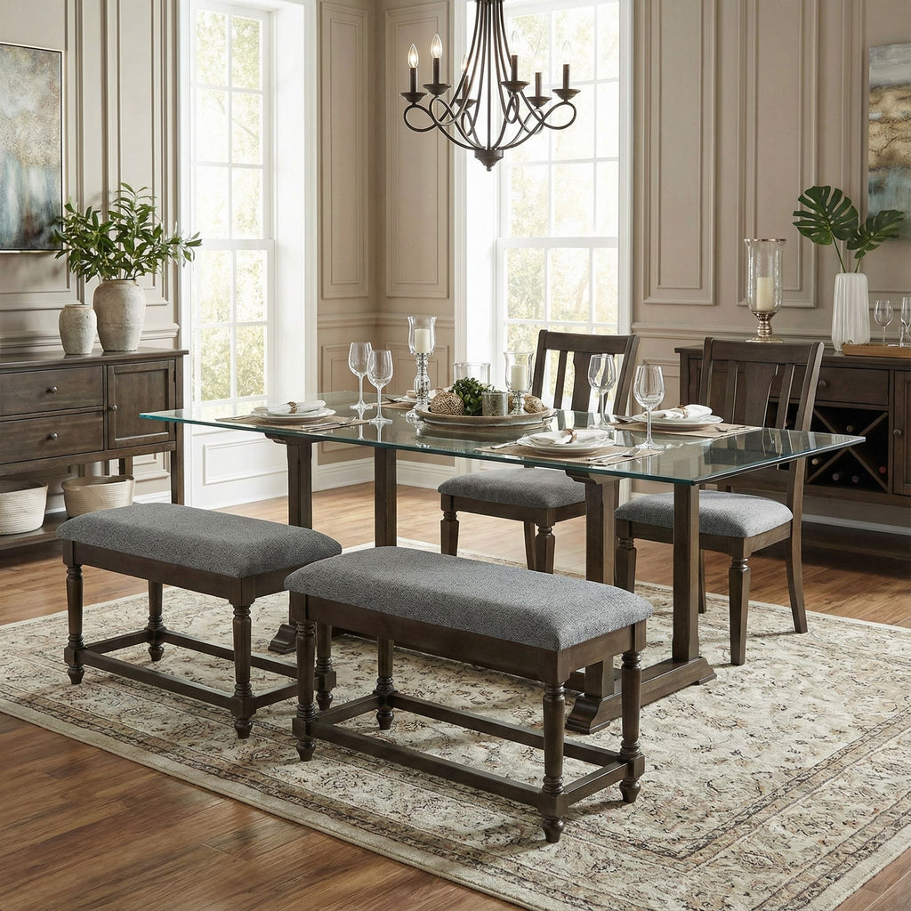 Cortesi Home Enza Bench in Bronze Brown Color with Grey Fabric Cushion