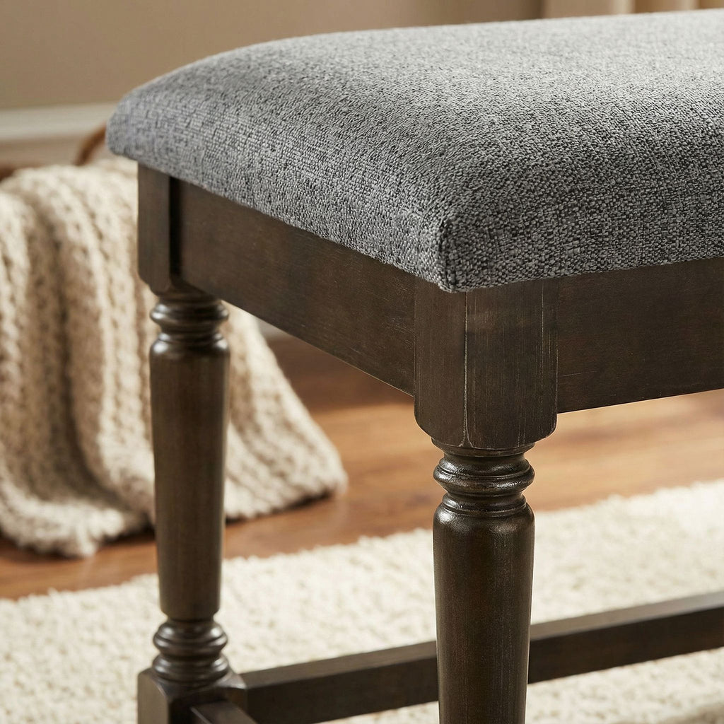 Cortesi Home Enza Bench in Bronze Brown Color with Grey Fabric Cushion
