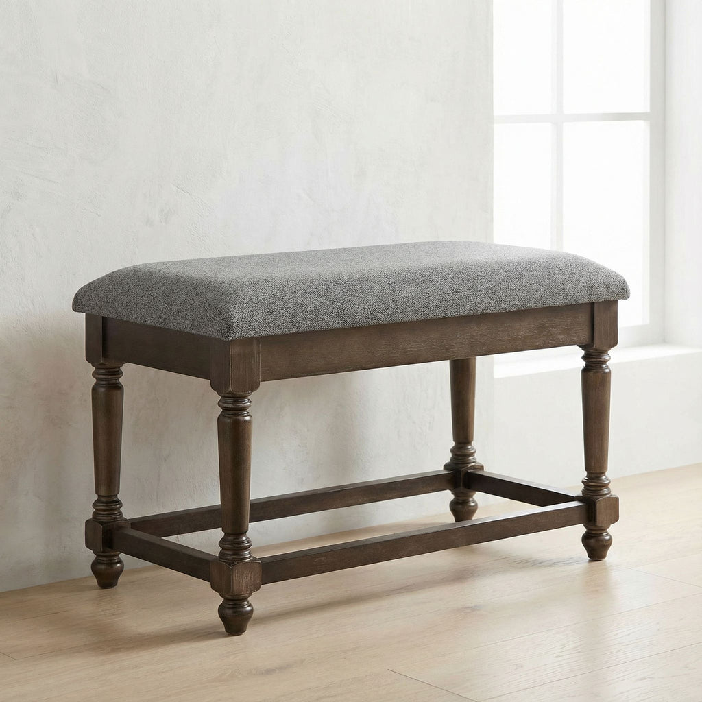 Cortesi Home Enza Bench in Bronze Brown Color with Grey Fabric Cushion