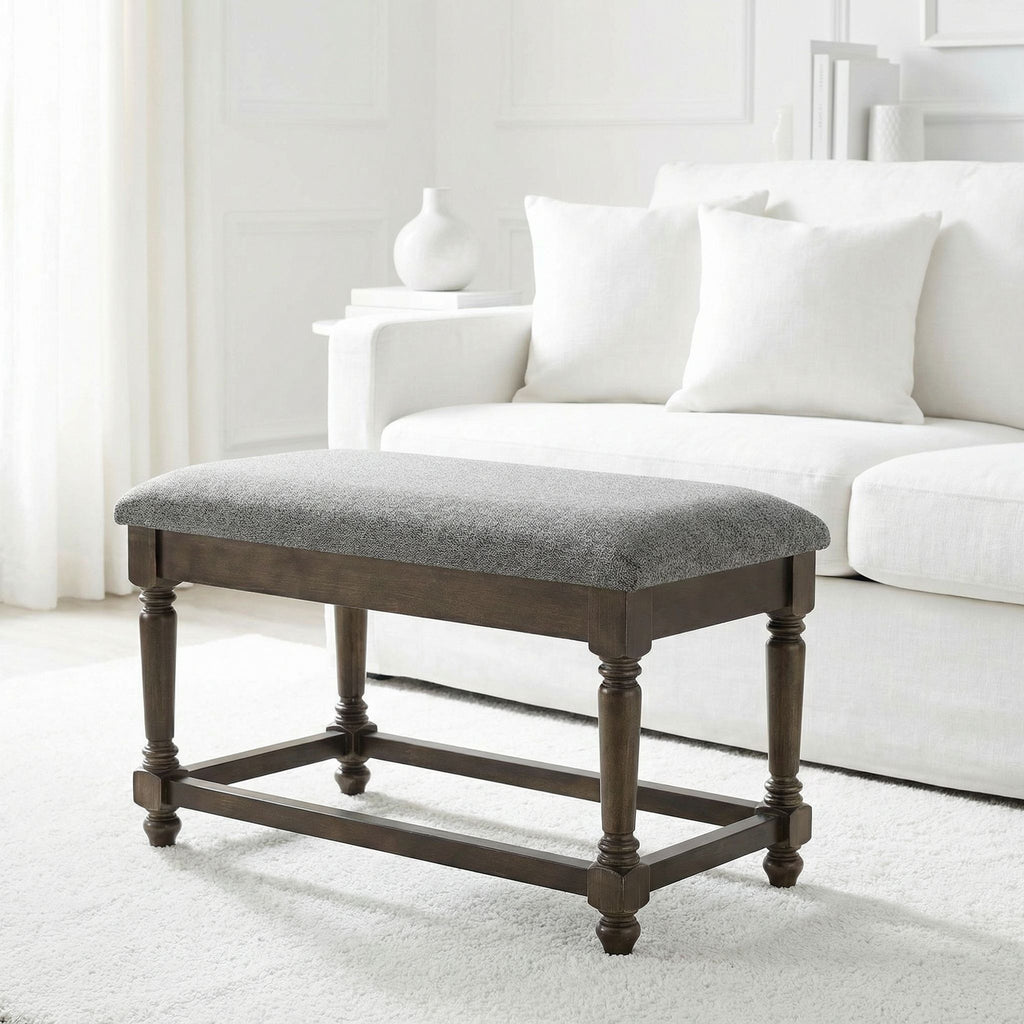 Cortesi Home Enza Bench in Bronze Brown Color with Grey Fabric Cushion