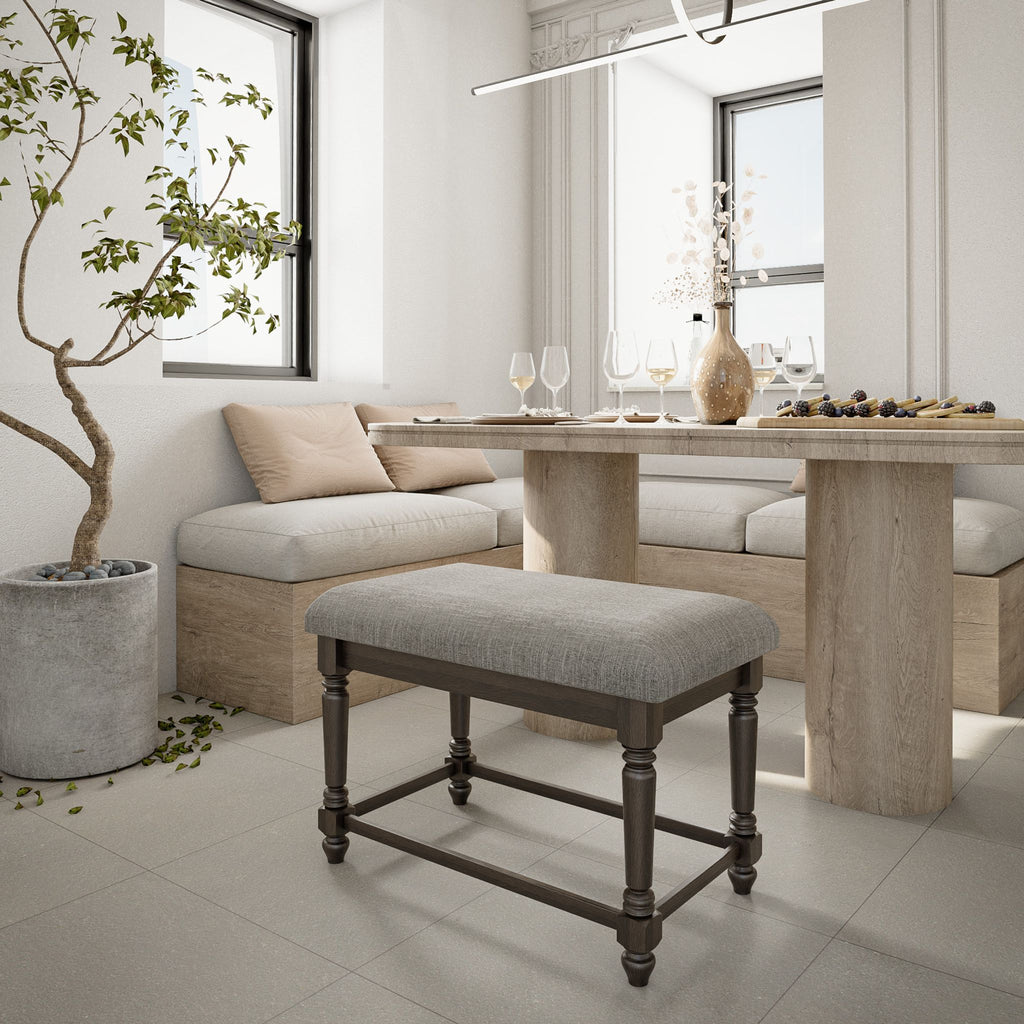 Cortesi Home Enza Bench in Bronze Brown Color with Grey Fabric Cushion