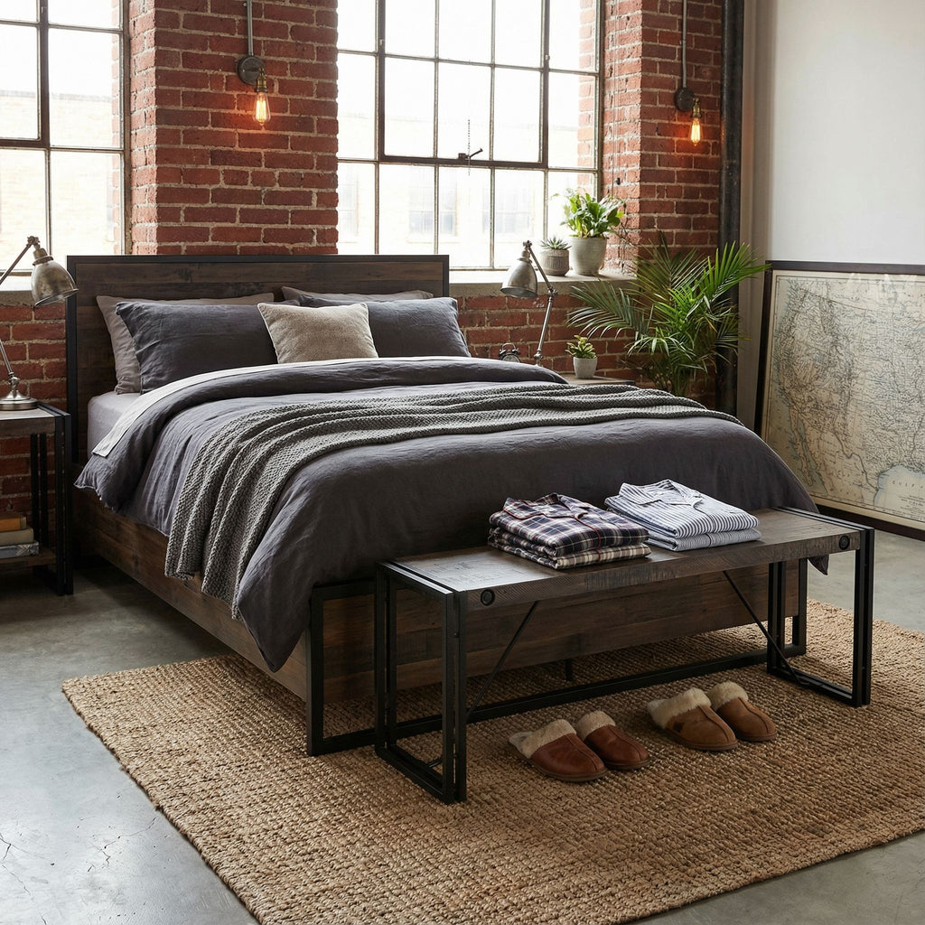 Thayer Driftwood Bench with metal frame
