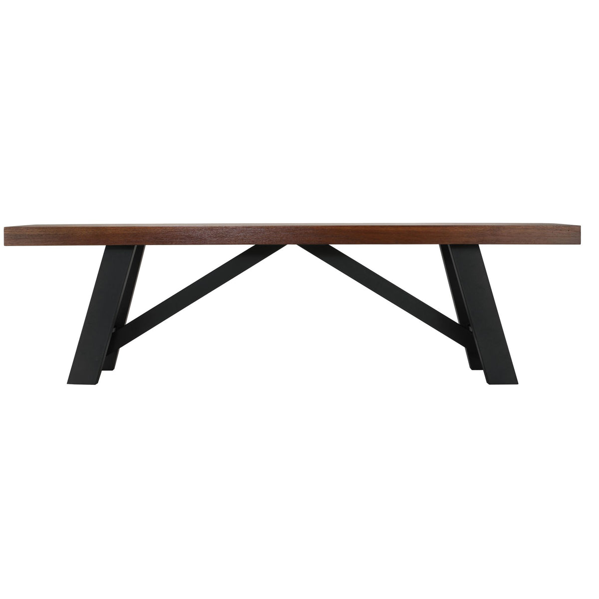 Marli Dining Bench with Black Steel Heavy Duty Trestle Legs, 61" Wide
