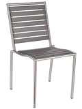 Tarou Stainless Steel Outdoor Chair in Slate Grey Poly Resin, Brushed Nickel Finish (Set of 2)