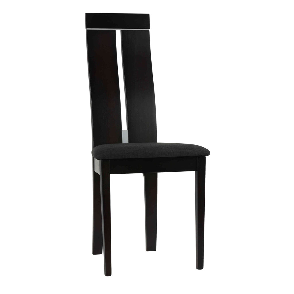 Cortesi Home Inca Dining Chair in Charcoal Fabric, Cappuccino Finish (Set of 2)