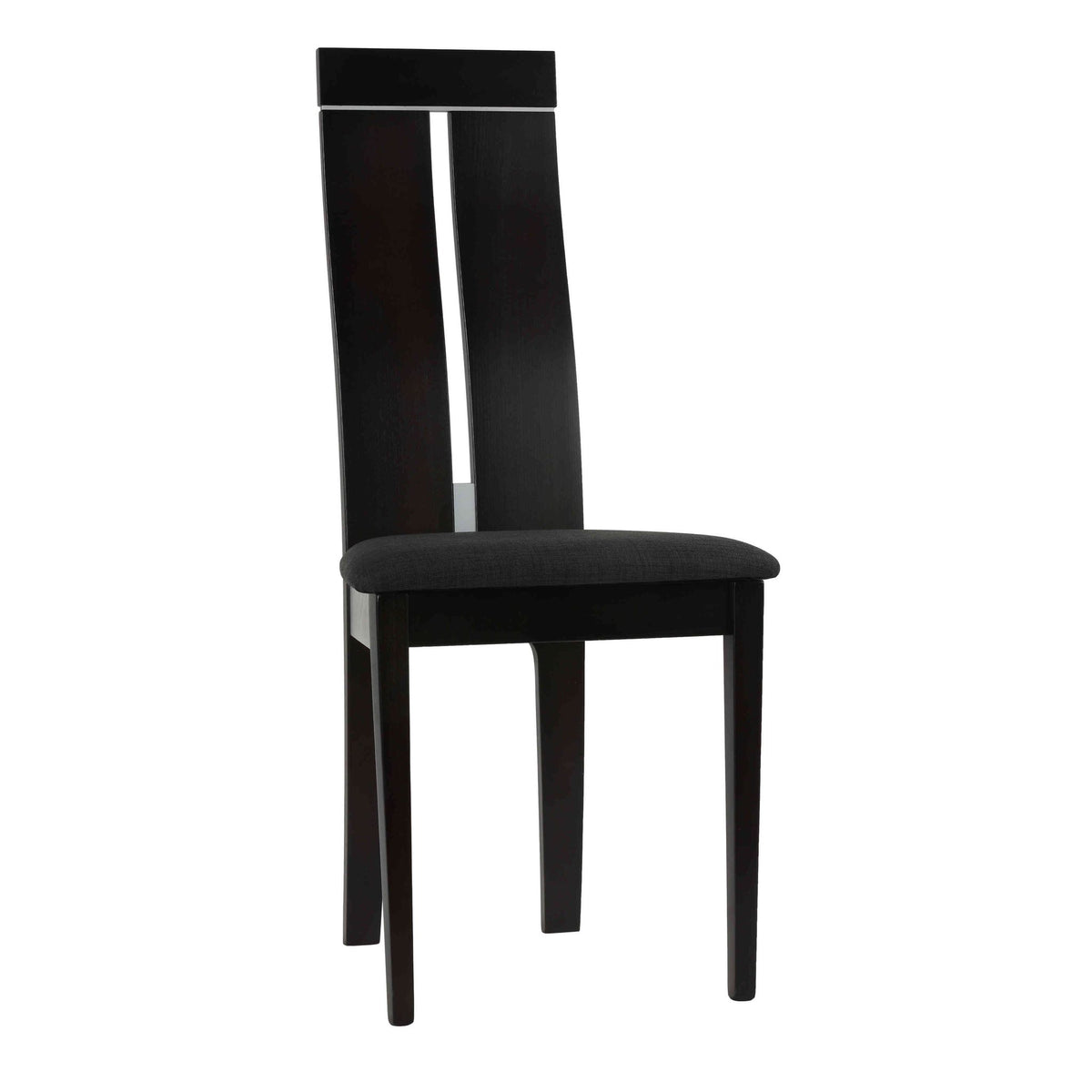 Cortesi Home Inca Dining Chair in Charcoal Fabric, Cappuccino Finish (Set of 2)