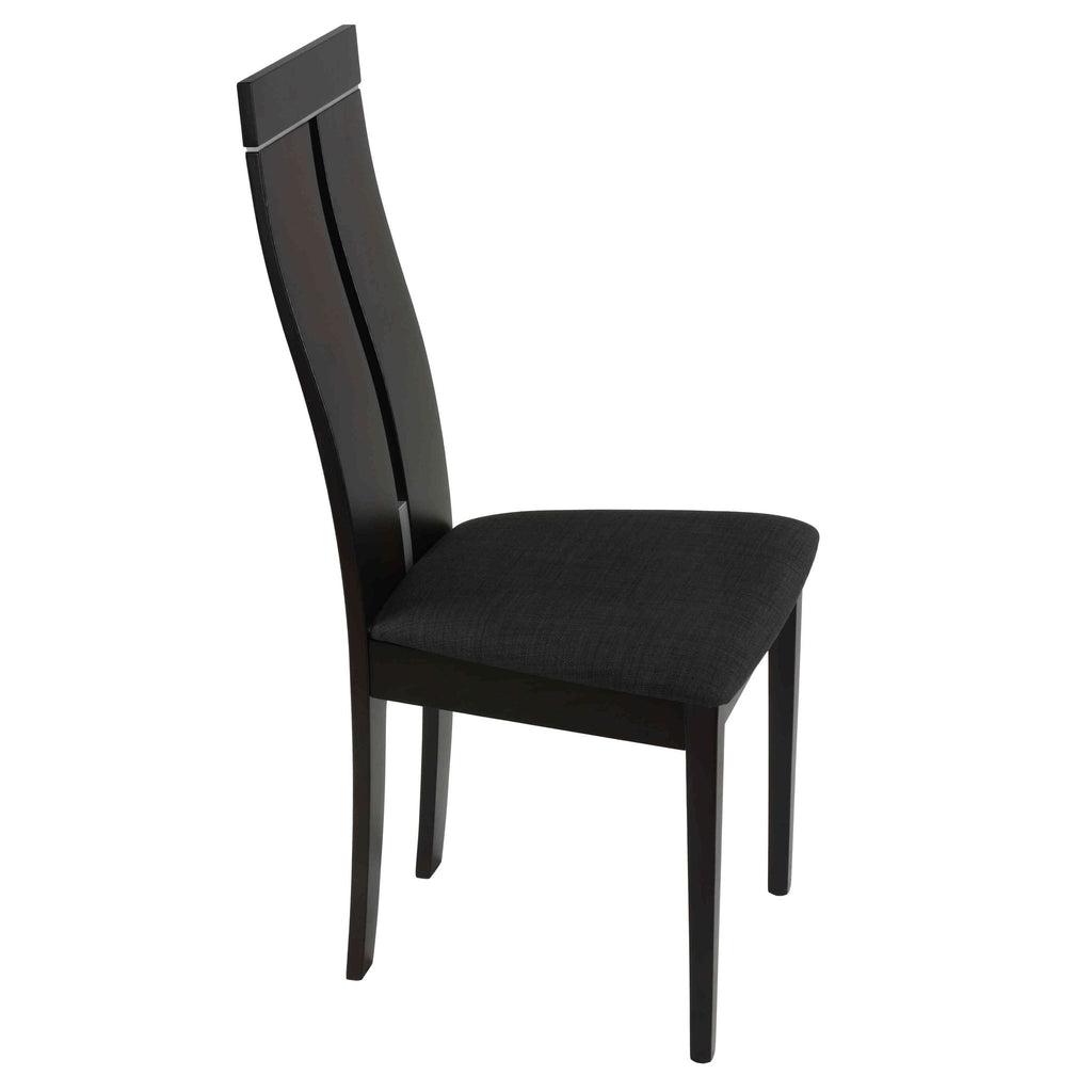 Cortesi Home Inca Dining Chair in Charcoal Fabric, Cappuccino Finish (Set of 2)