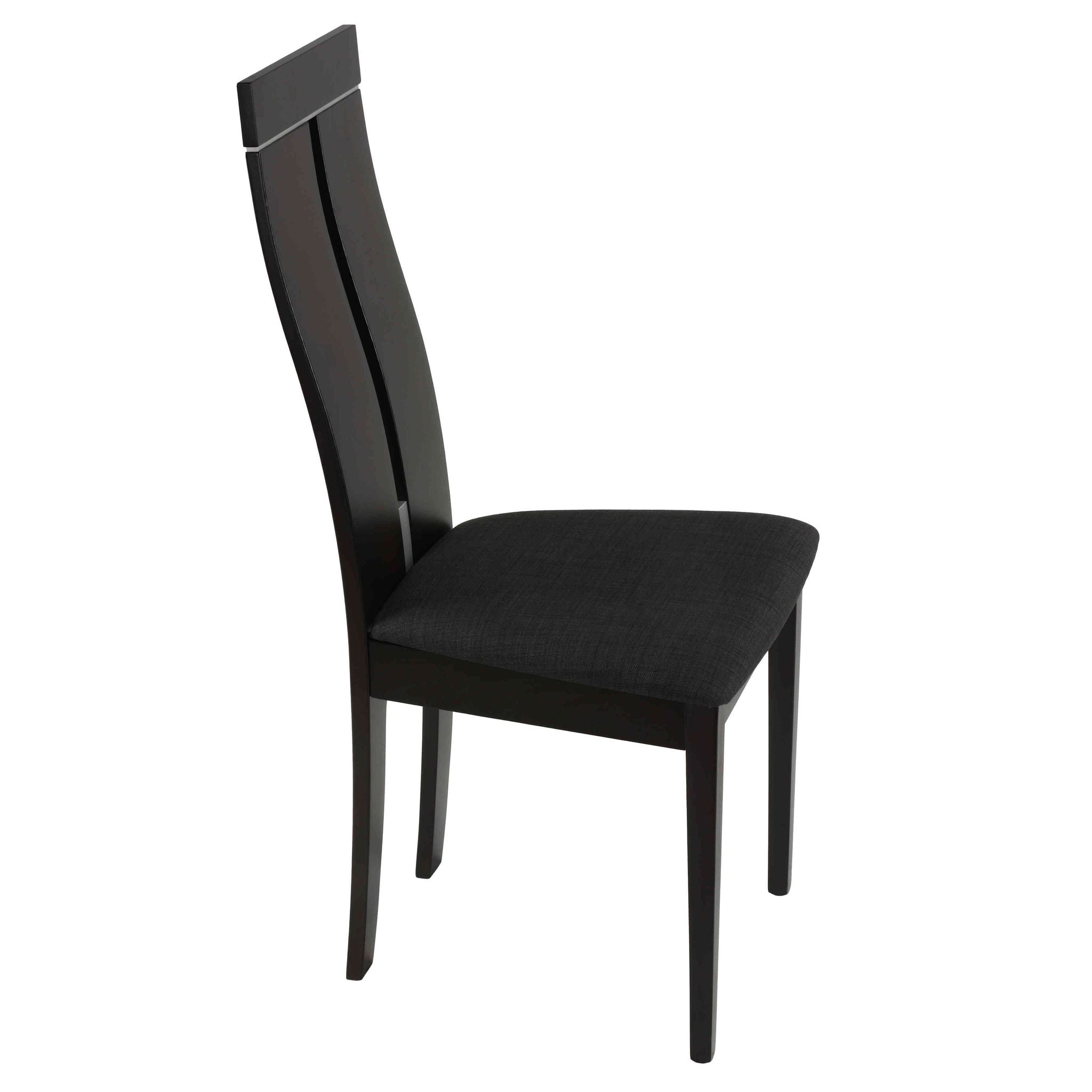 Cortesi Home Inca Dining Chair in Charcoal Fabric, Cappuccino Finish (Set of 2)