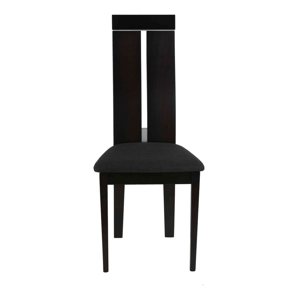 Cortesi Home Inca Dining Chair in Charcoal Fabric, Cappuccino Finish (Set of 2)