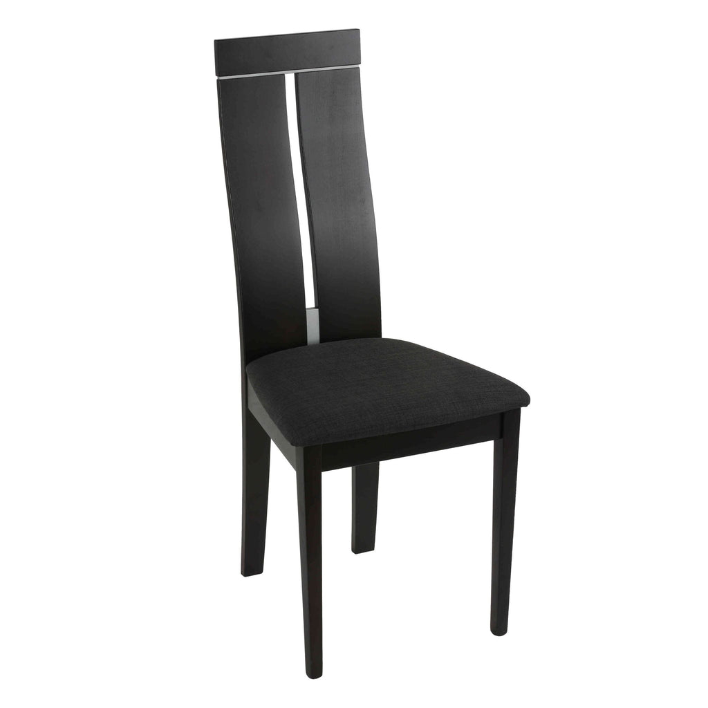 Cortesi Home Inca Dining Chair in Charcoal Fabric, Cappuccino Finish (Set of 2)