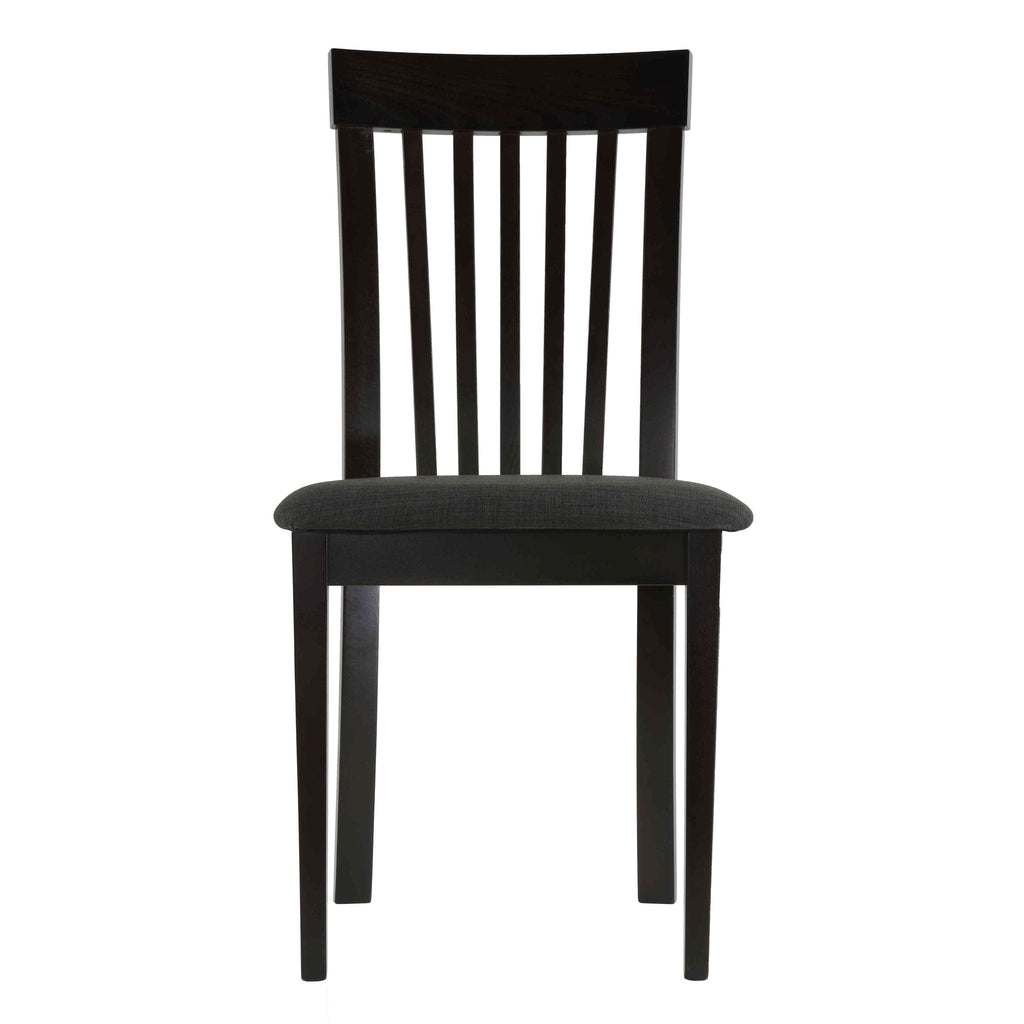 Linnea Dining Chair in Charcoal Fabric, Cappuccino Finish (Set of 2)
