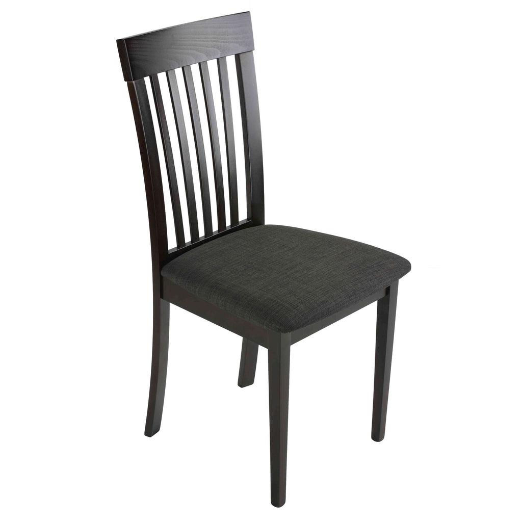 Linnea Dining Chair in Charcoal Fabric, Cappuccino Finish (Set of 2)