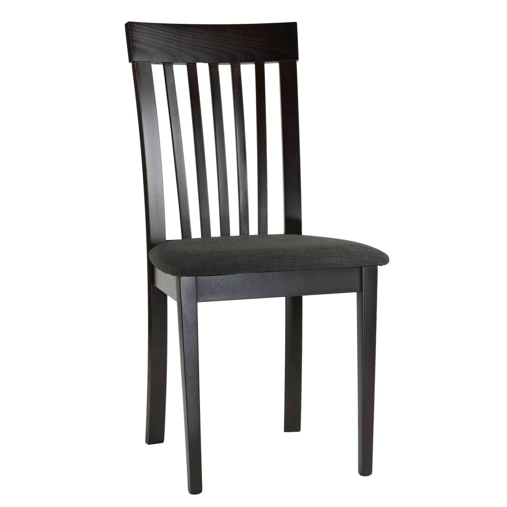 Linnea Dining Chair in Charcoal Fabric, Cappuccino Finish (Set of 2)