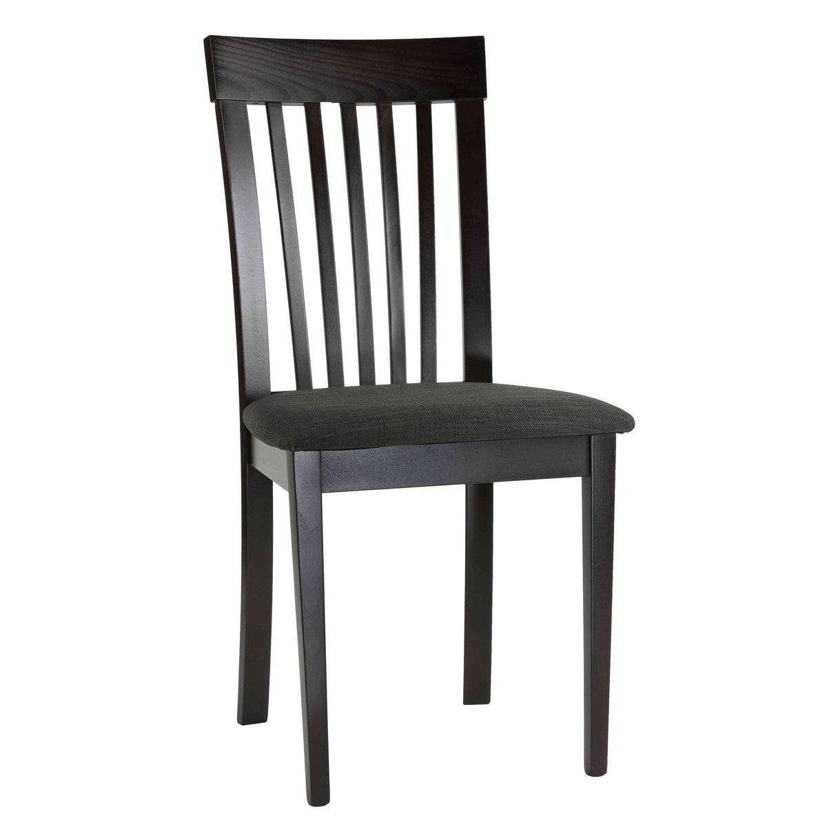 Linnea Dining Chair in Charcoal Fabric, Cappuccino Finish (Set of 2)