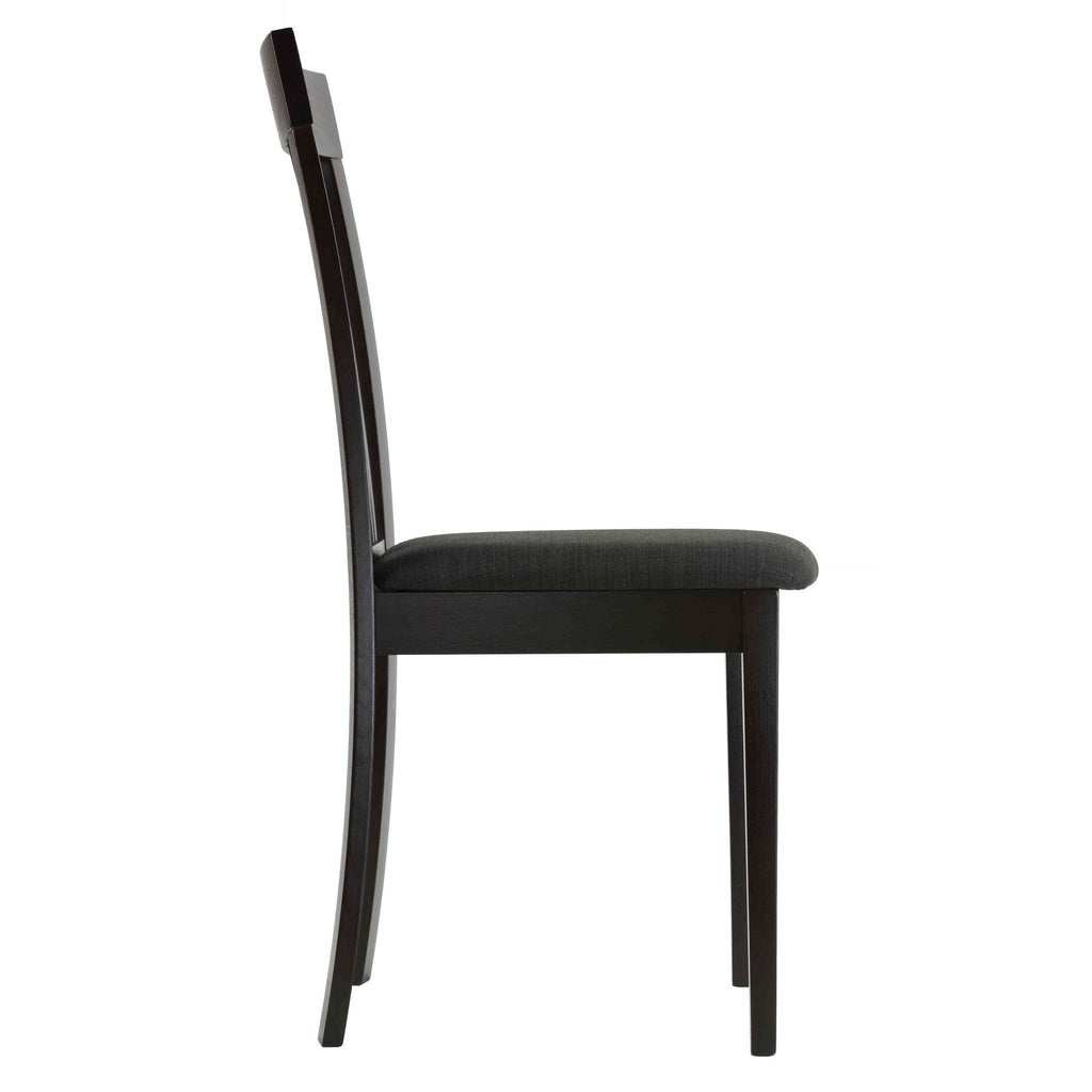 Linnea Dining Chair in Charcoal Fabric, Cappuccino Finish (Set of 2)