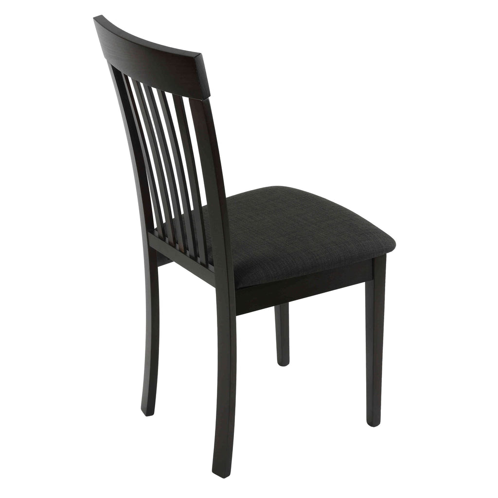 Linnea Dining Chair in Charcoal Fabric, Cappuccino Finish (Set of 2)