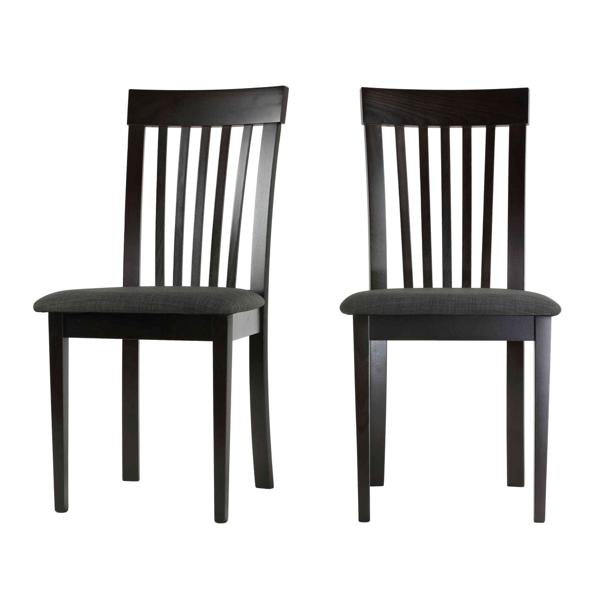 Linnea Dining Chair in Charcoal Fabric, Cappuccino Finish (Set of 2)