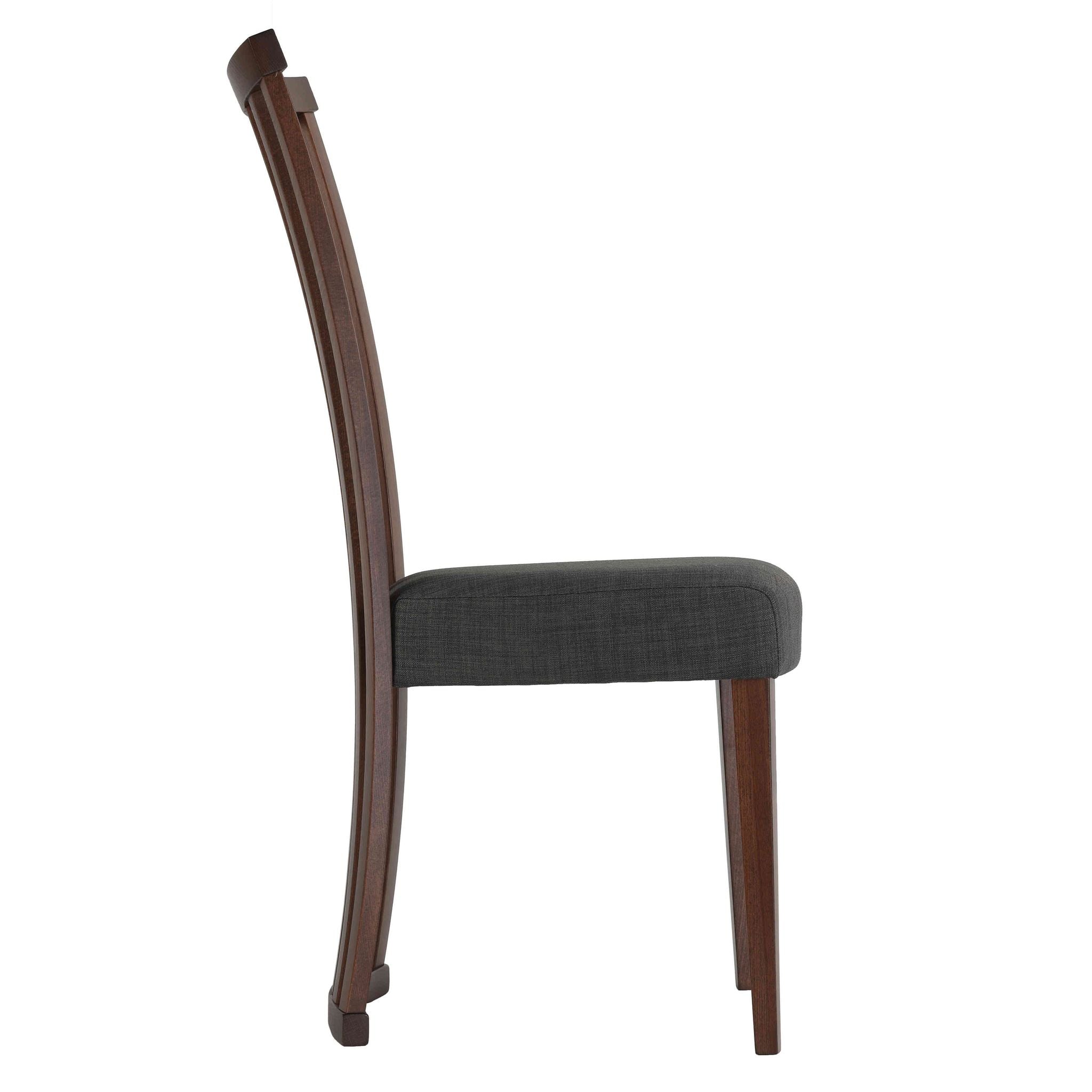 Ingrid Dining Chair in Charcoal Fabric, Walnut Finish (Set of 2)