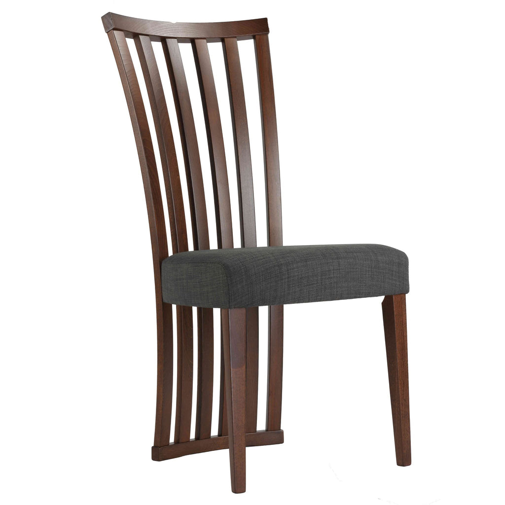 Ingrid Dining Chair in Charcoal Fabric, Walnut Finish (Set of 2)