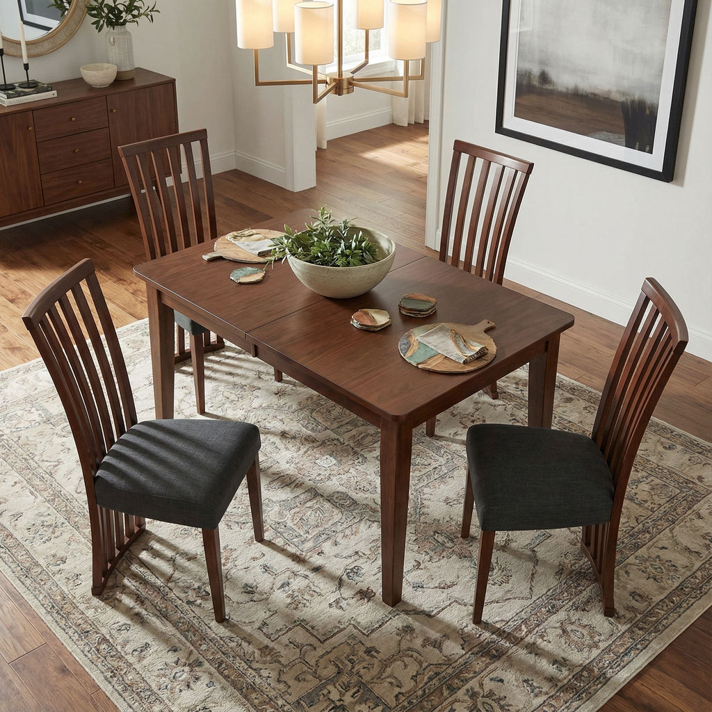 Ingrid Dining Chair in Charcoal Fabric, Walnut Finish (Set of 2)
