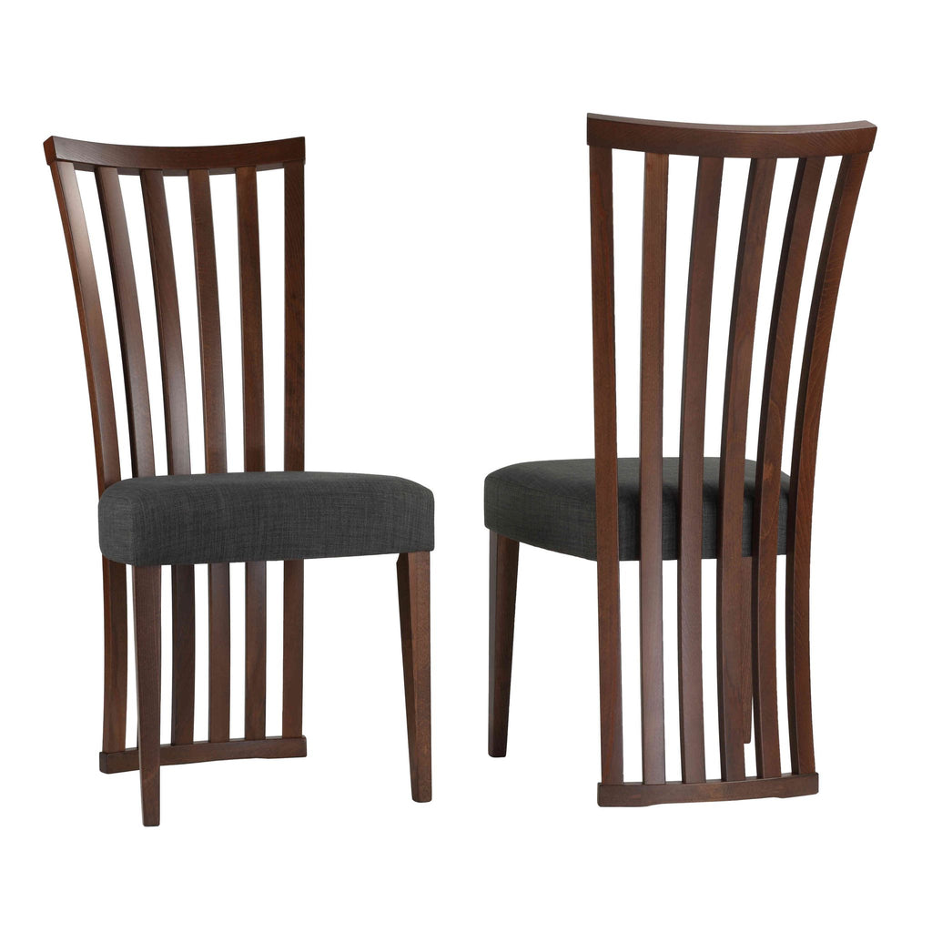 Ingrid Dining Chair in Charcoal Fabric, Walnut Finish (Set of 2)