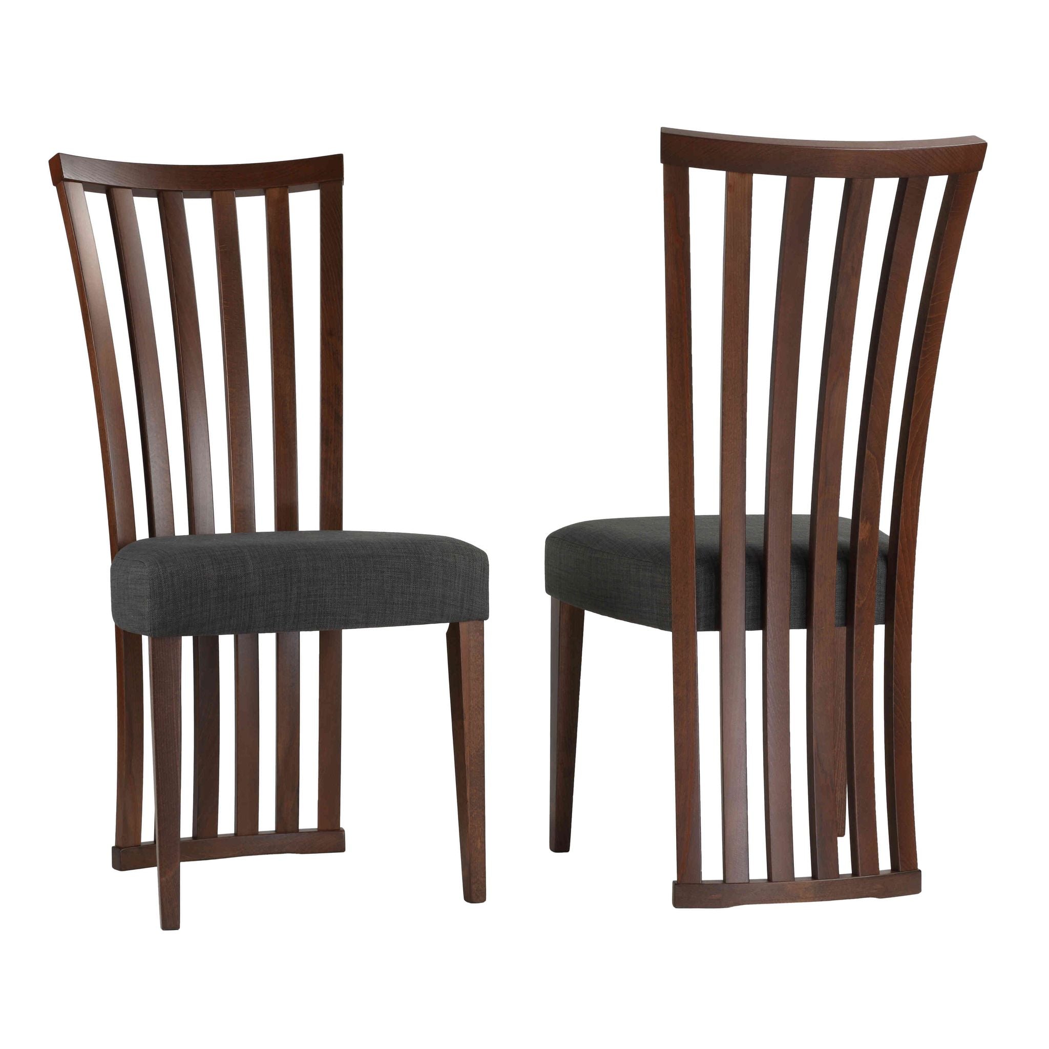 Ingrid Dining Chair in Charcoal Fabric, Walnut Finish (Set of 2)
