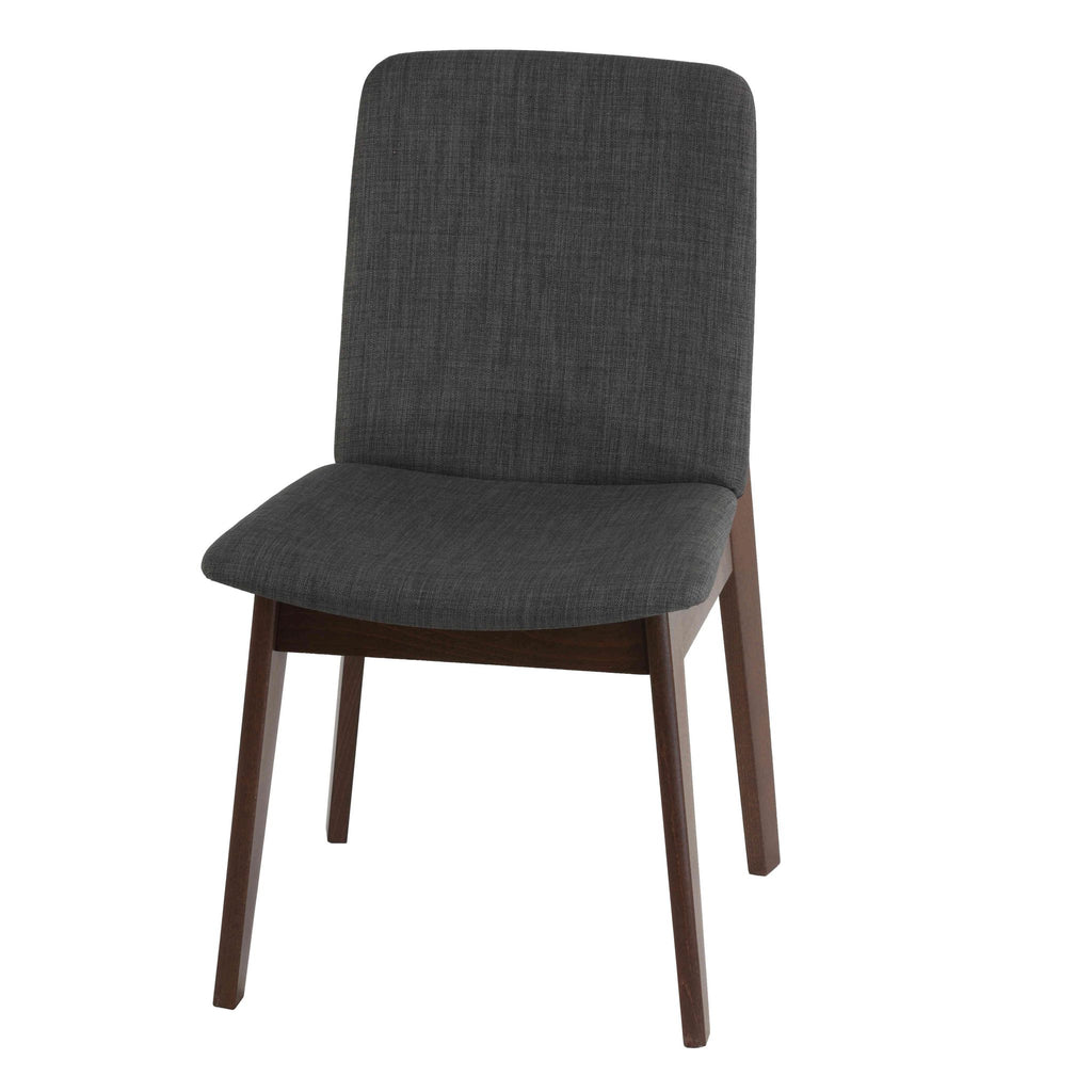 Bjorn Dining Chair in Charcoal Fabric, Walnut Finish (Set of 2)