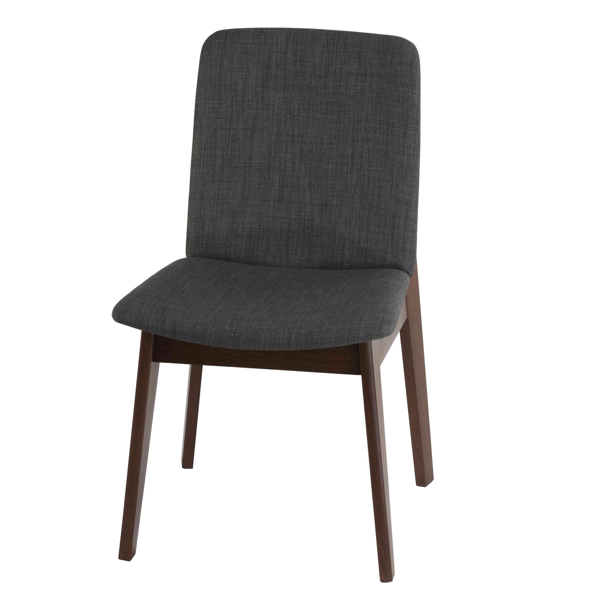 Bjorn Dining Chair in Charcoal Fabric, Walnut Finish (Set of 2)
