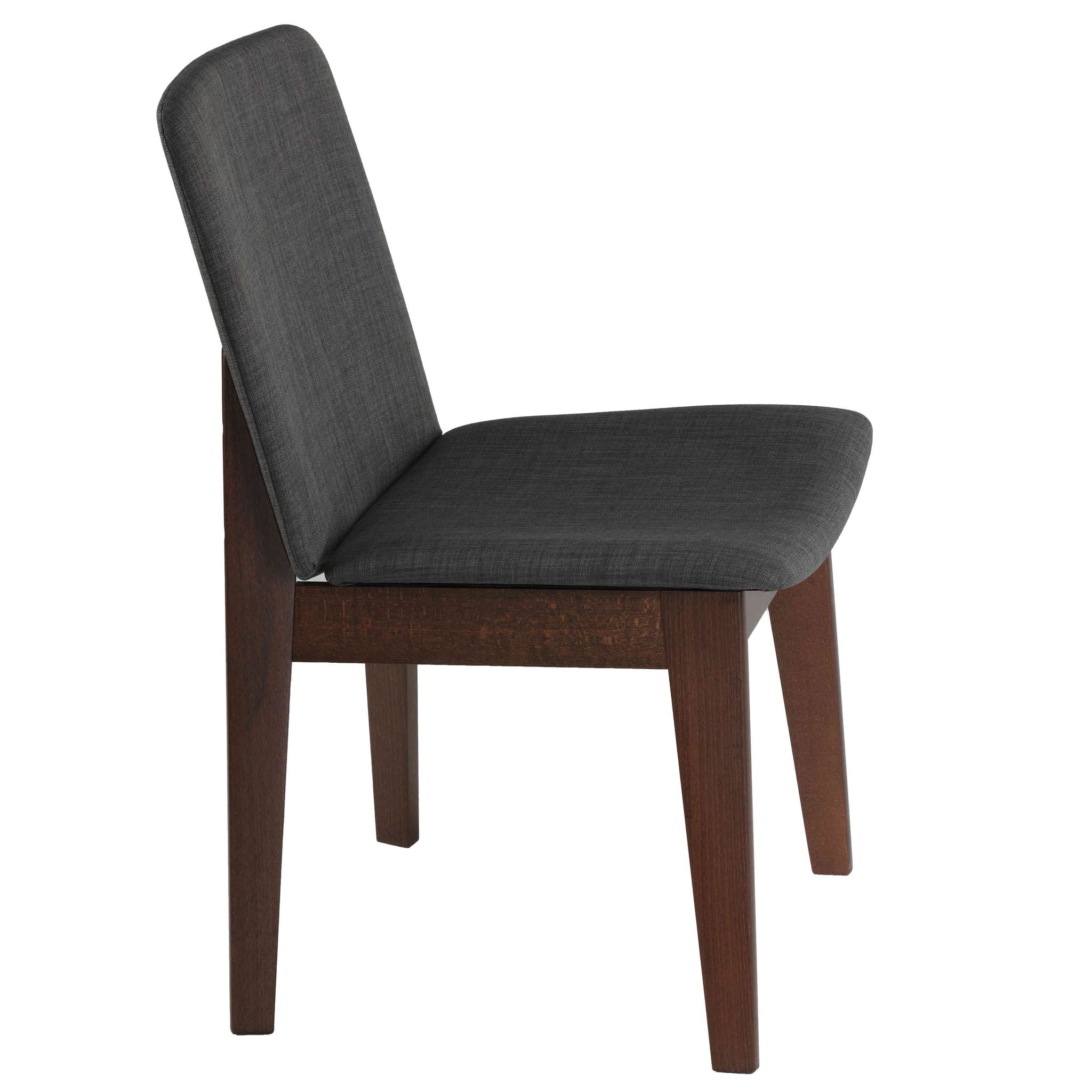 Bjorn Dining Chair in Charcoal Fabric, Walnut Finish (Set of 2)
