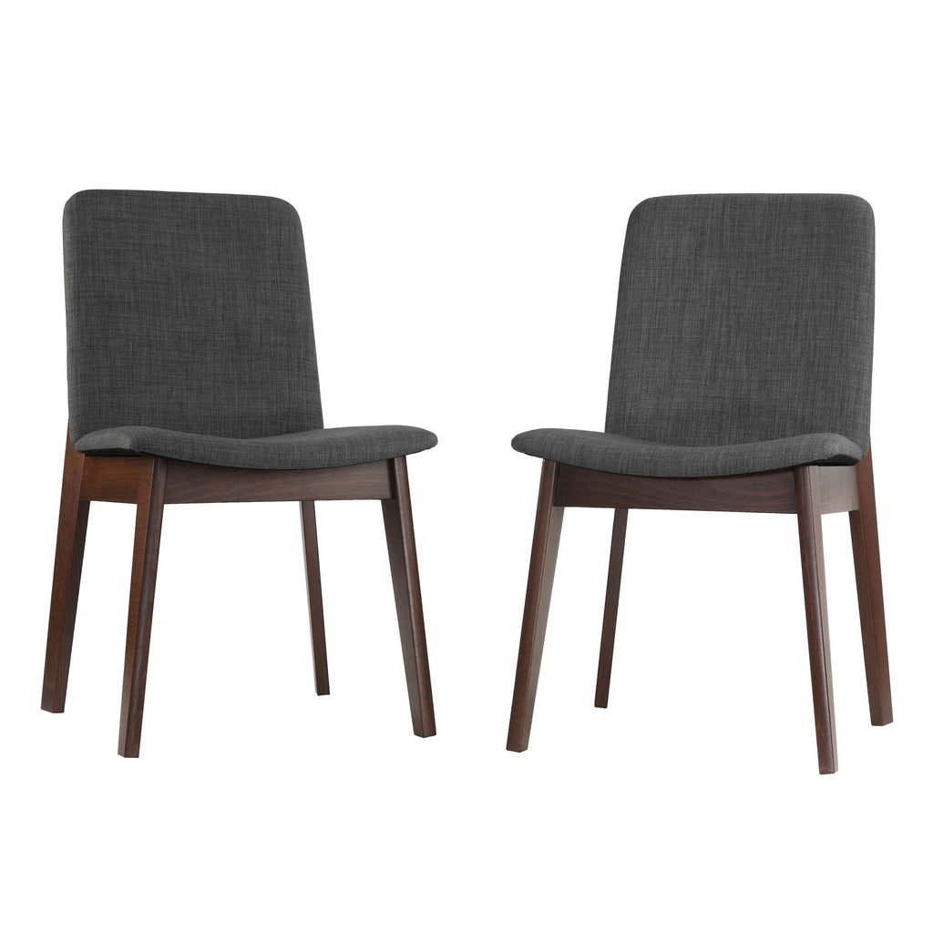 Bjorn Dining Chair in Charcoal Fabric, Walnut Finish (Set of 2)