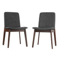 Bjorn Dining Chair in Charcoal Fabric, Walnut Finish (Set of 2)