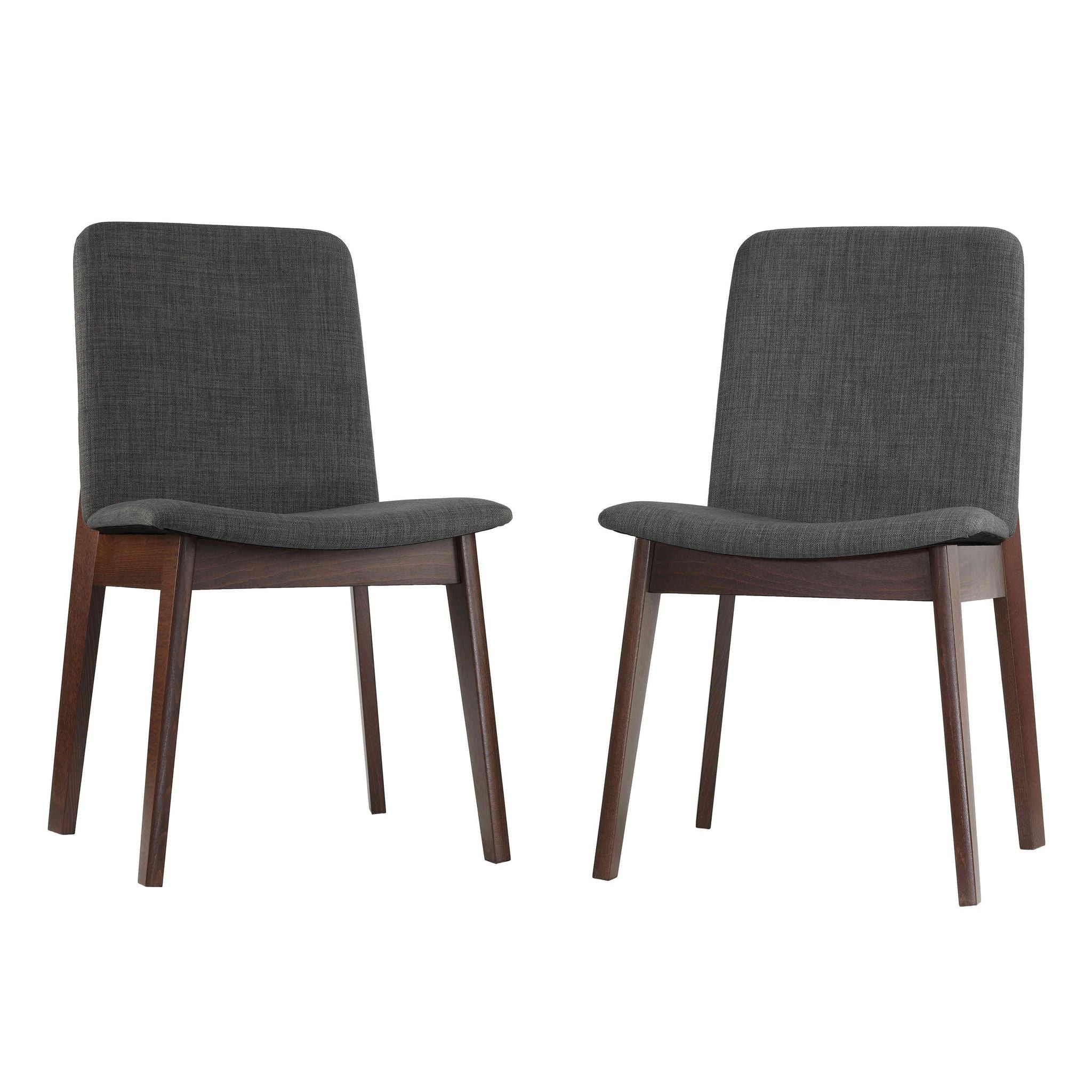Bjorn Dining Chair in Charcoal Fabric, Walnut Finish (Set of 2)