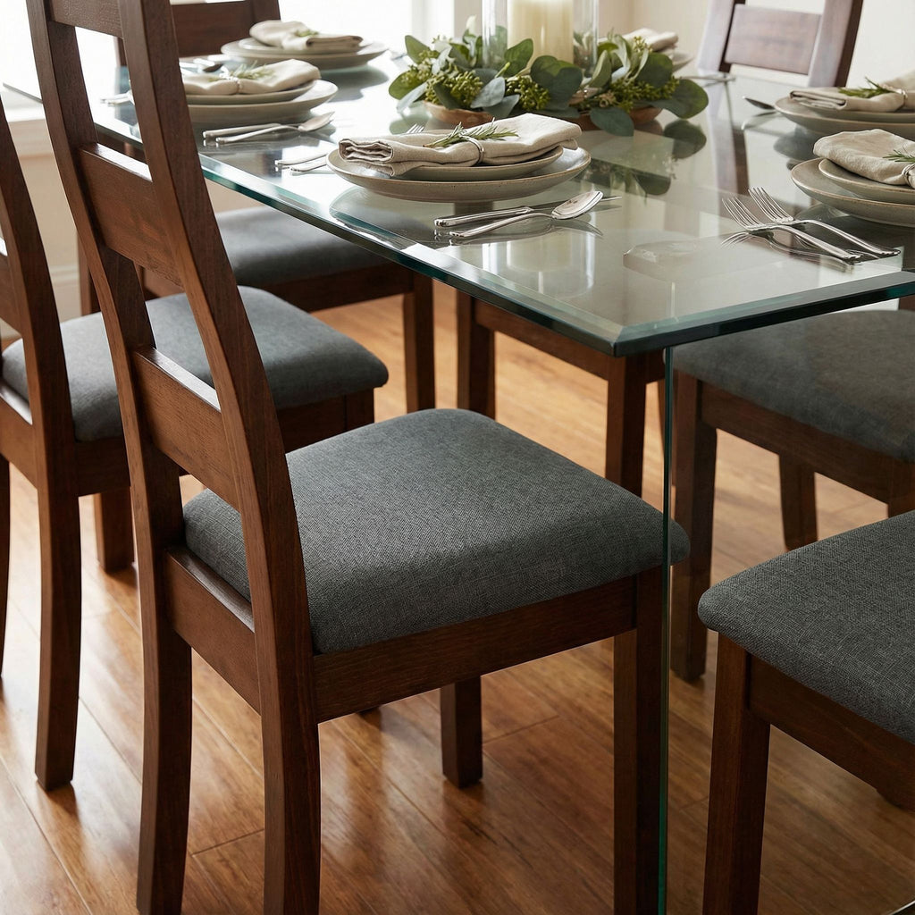 Cuadro Dining Chair in Charcoal Fabric, Walnut Finish (Set of 2)