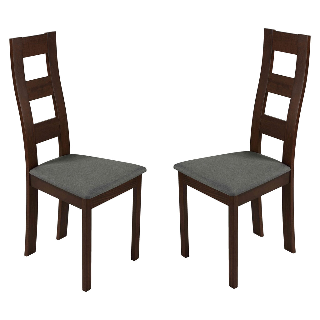 Cuadro Dining Chair in Charcoal Fabric, Walnut Finish (Set of 2)