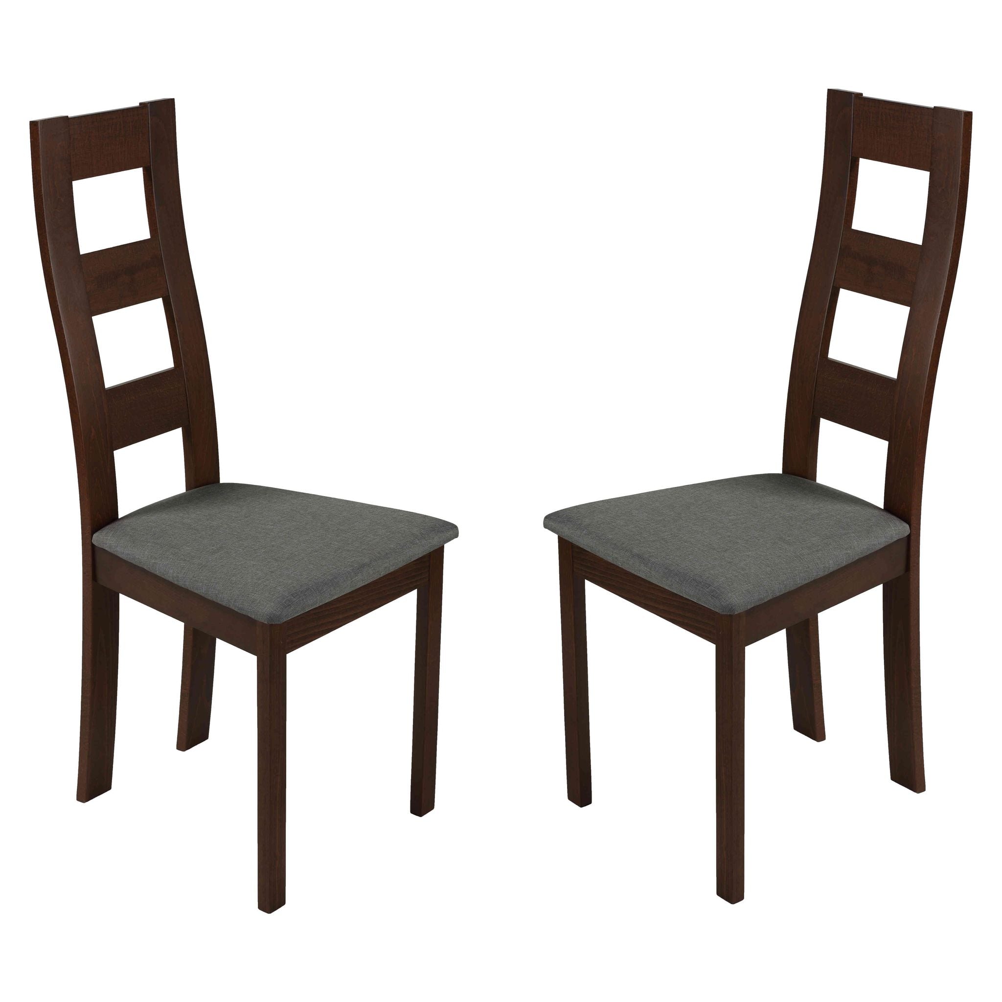 Cuadro Dining Chair in Charcoal Fabric, Walnut Finish (Set of 2)