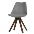 Cortesi Home Troy Dining Chair in Grey Plastic, Walnut Finish Legs with Cushion (Set of 4)