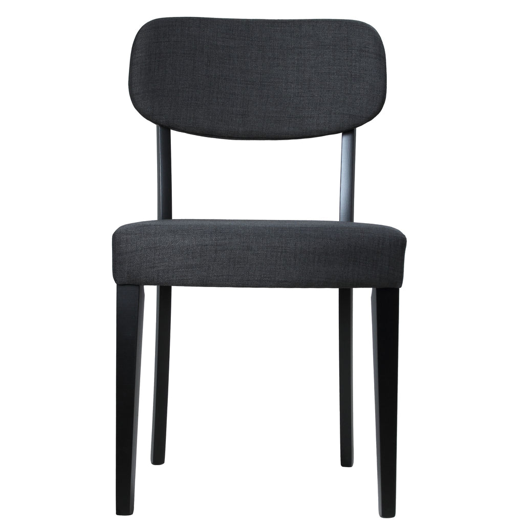 Dao Dining Chair in Black Finish Wood with Charcoal Grey Fabric (Set of 2)