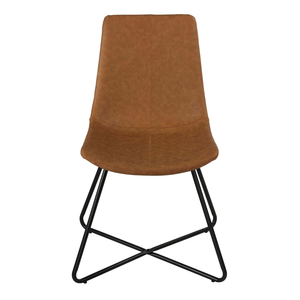 Tangier Dining Chair in Saddle Brown Faux Leather (Set of 2)