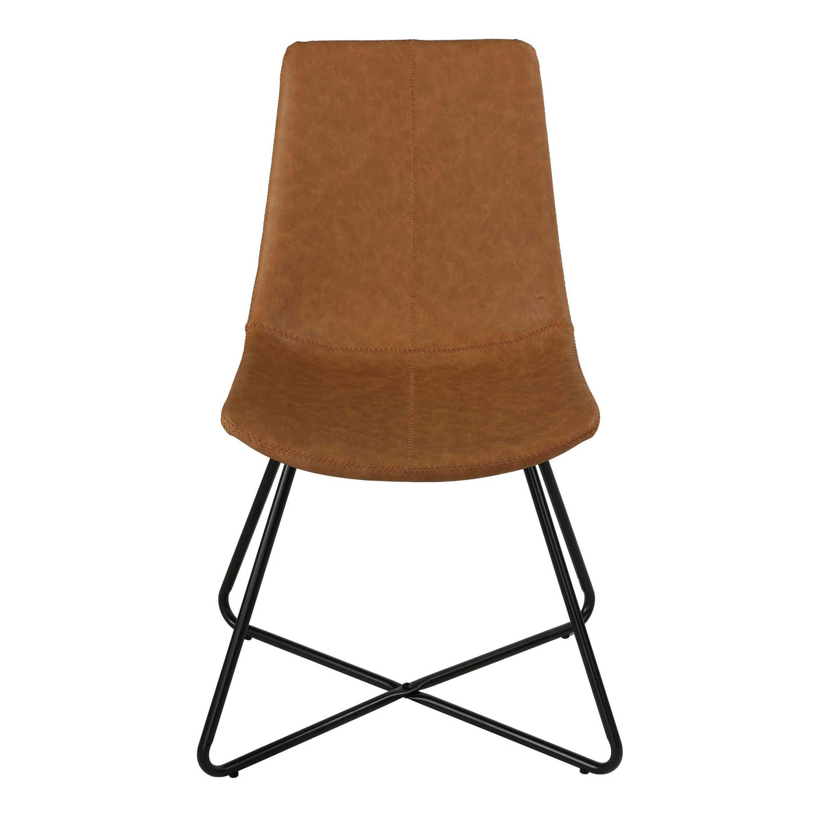 Tangier Dining Chair in Saddle Brown Faux Leather (Set of 2)