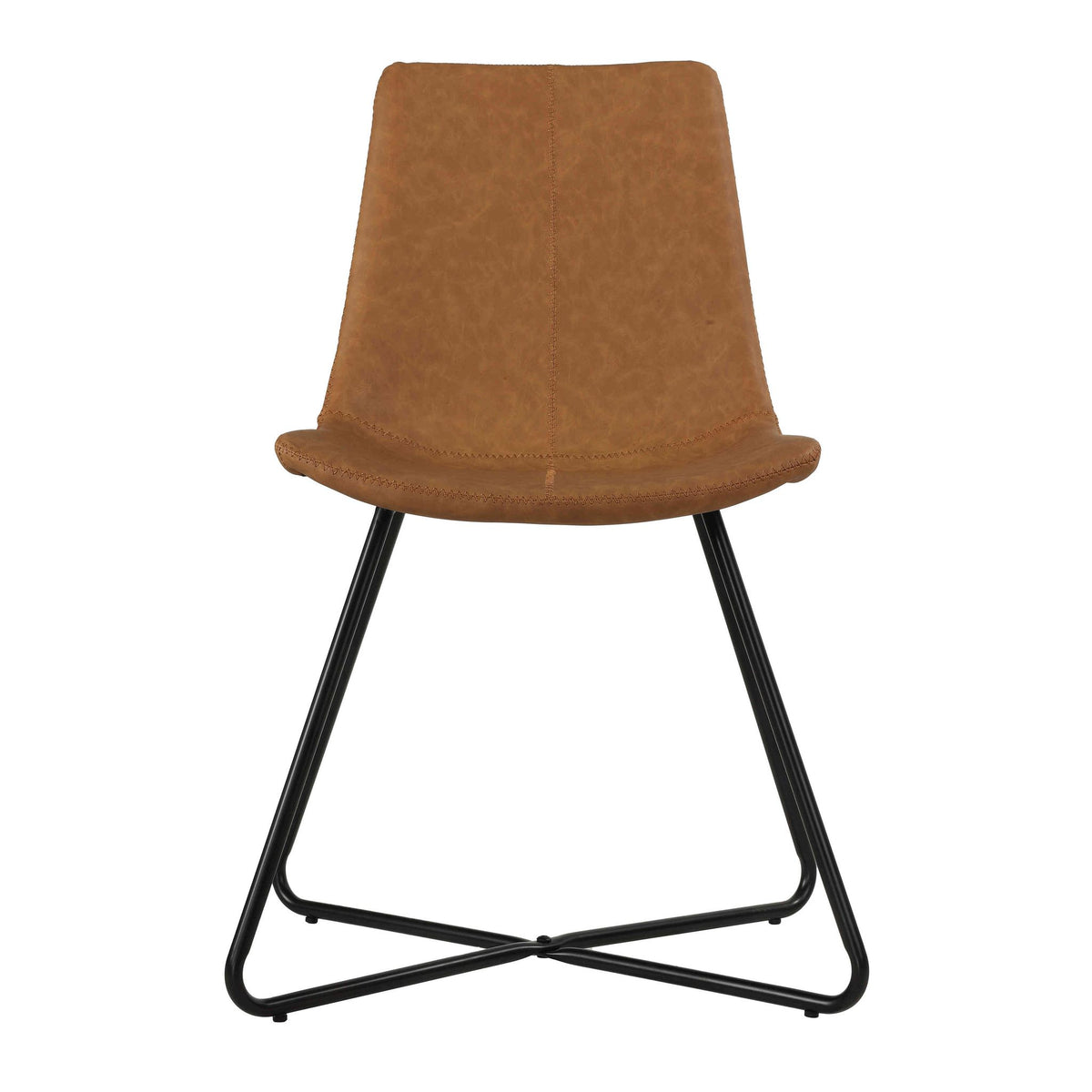 Tangier Dining Chair in Saddle Brown Faux Leather (Set of 2)