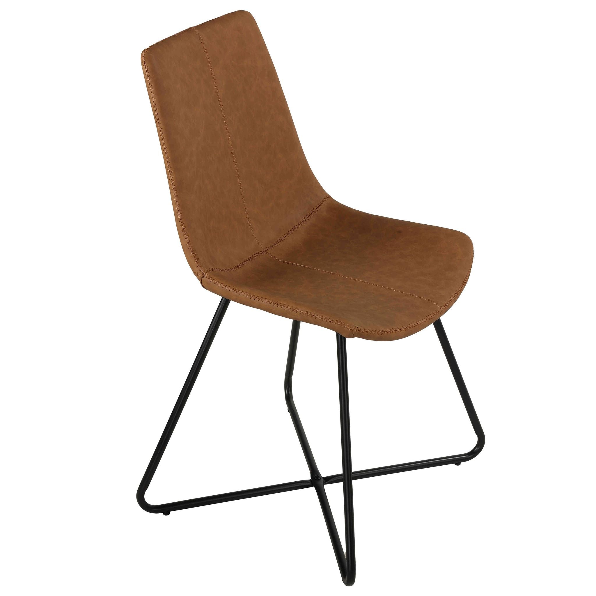 Tangier Dining Chair in Saddle Brown Faux Leather (Set of 2)
