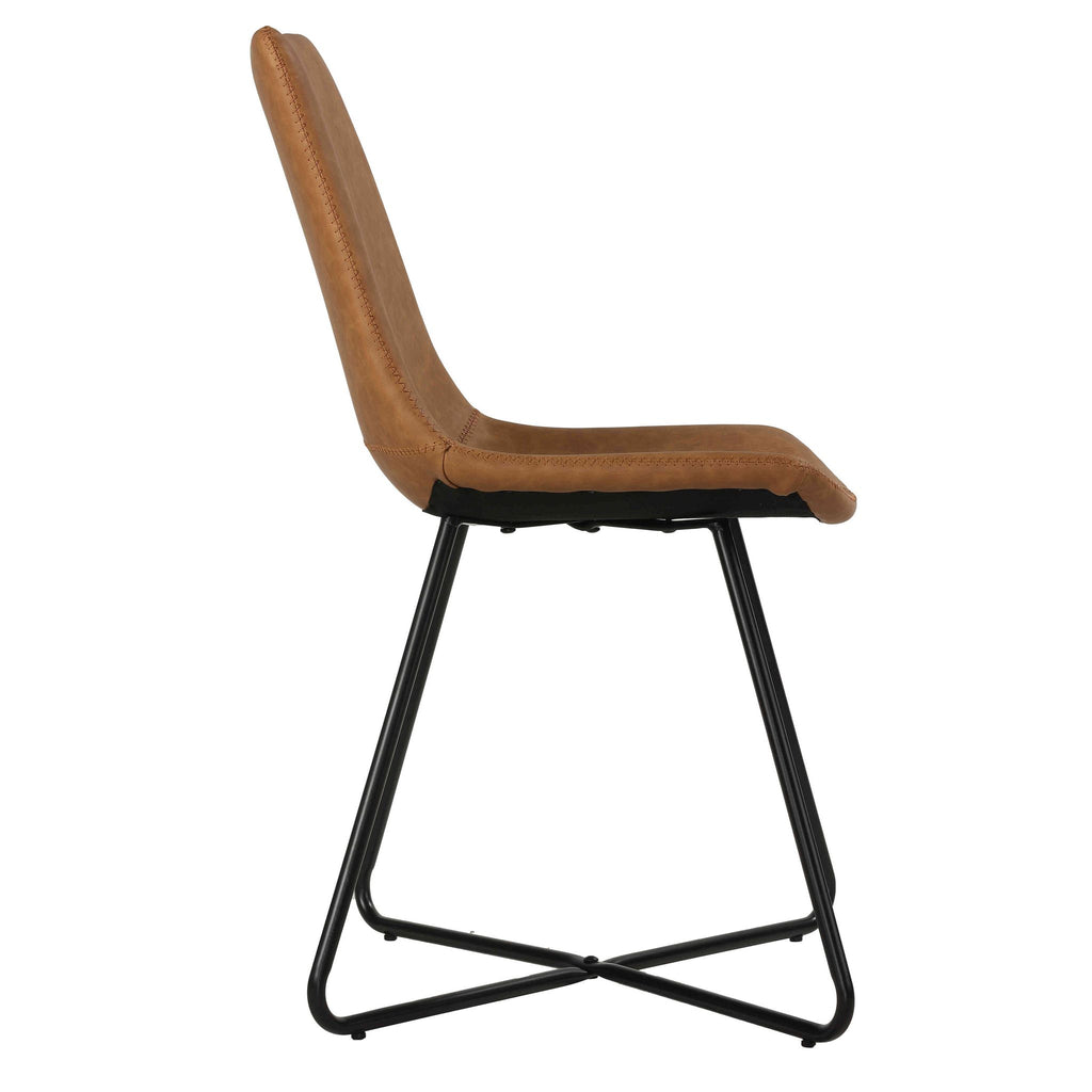 Tangier Dining Chair in Saddle Brown Faux Leather (Set of 2)