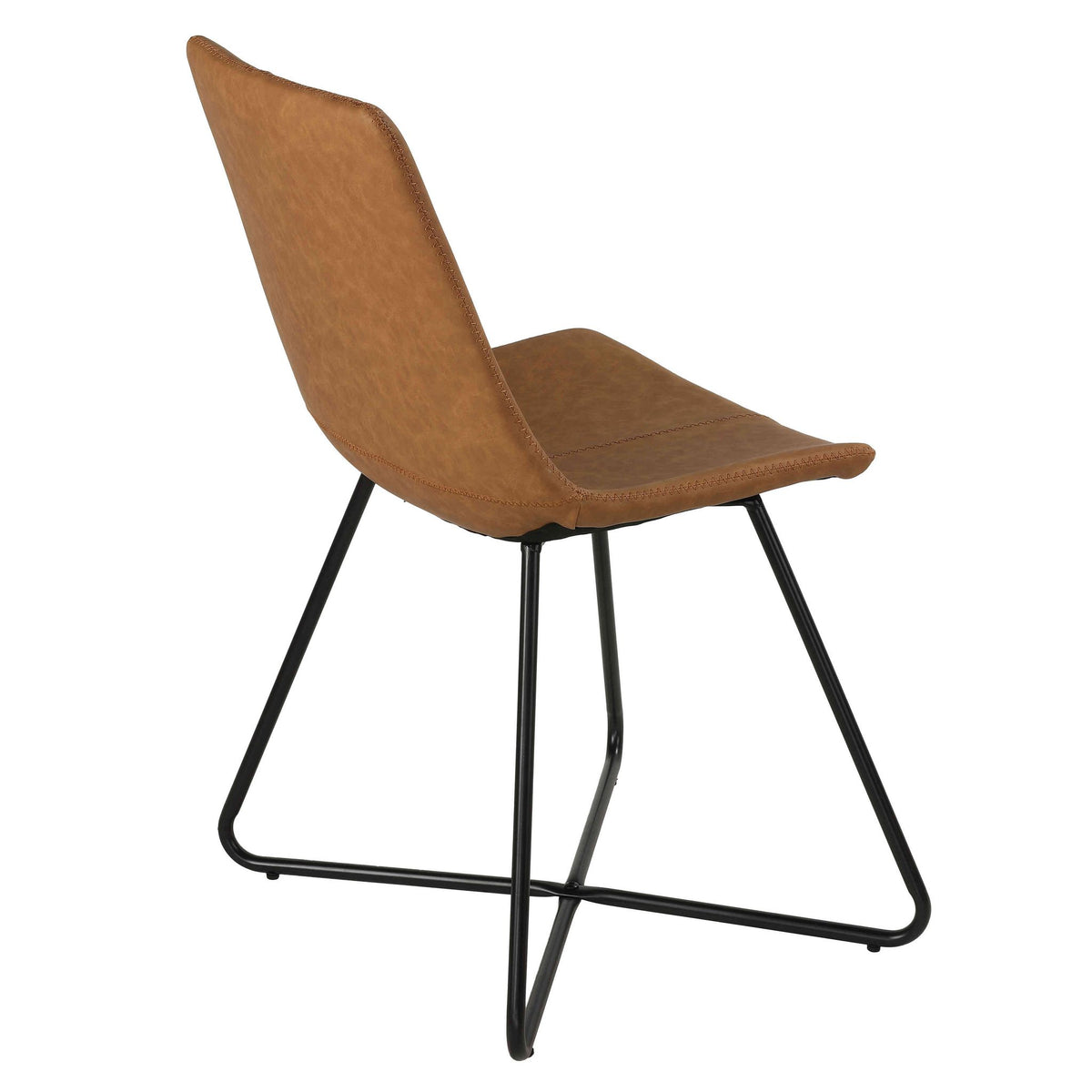 Tangier Dining Chair in Saddle Brown Faux Leather (Set of 2)