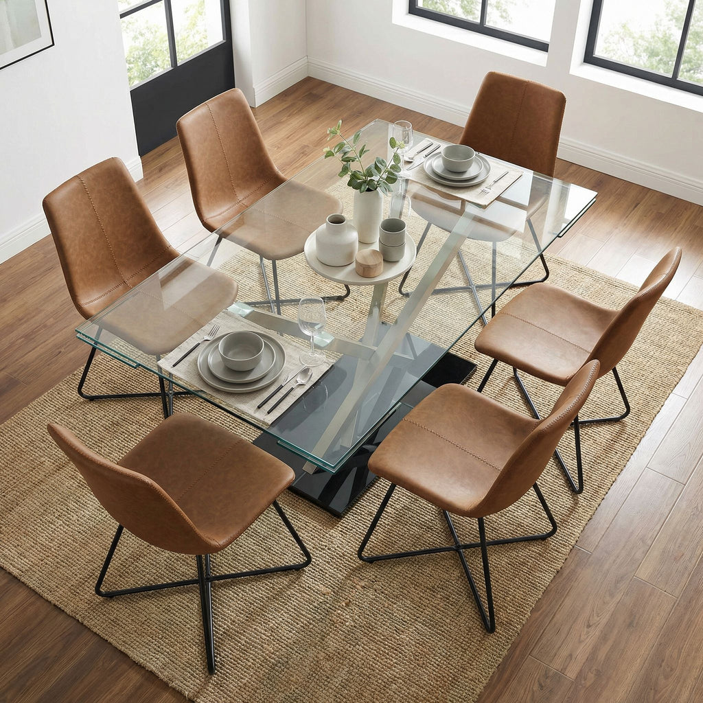 Tangier Dining Chair in Saddle Brown Faux Leather (Set of 2)