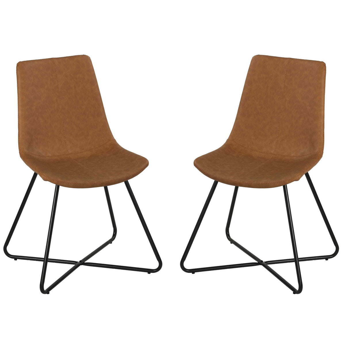 Tangier Dining Chair in Saddle Brown Faux Leather (Set of 2)