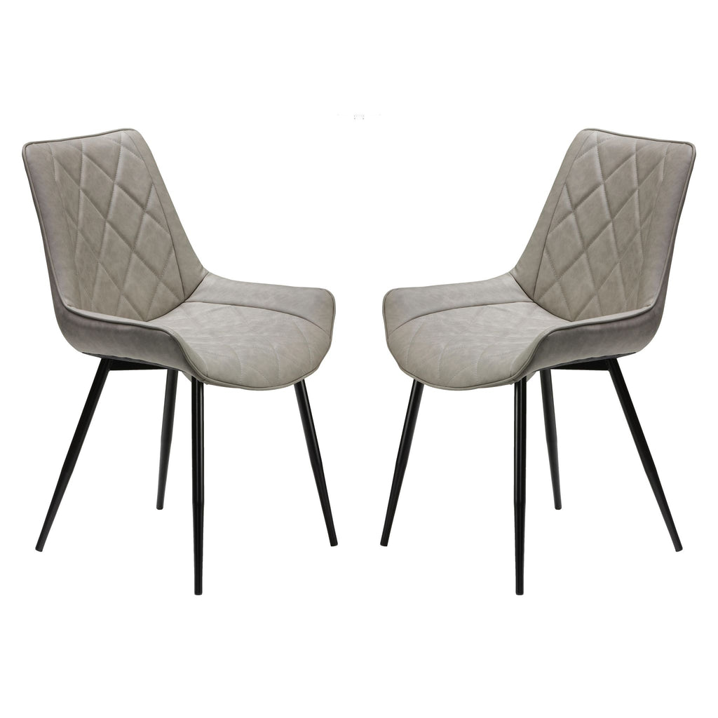 Ellie Dining Chairs in Gray faux Leather, Set of 2