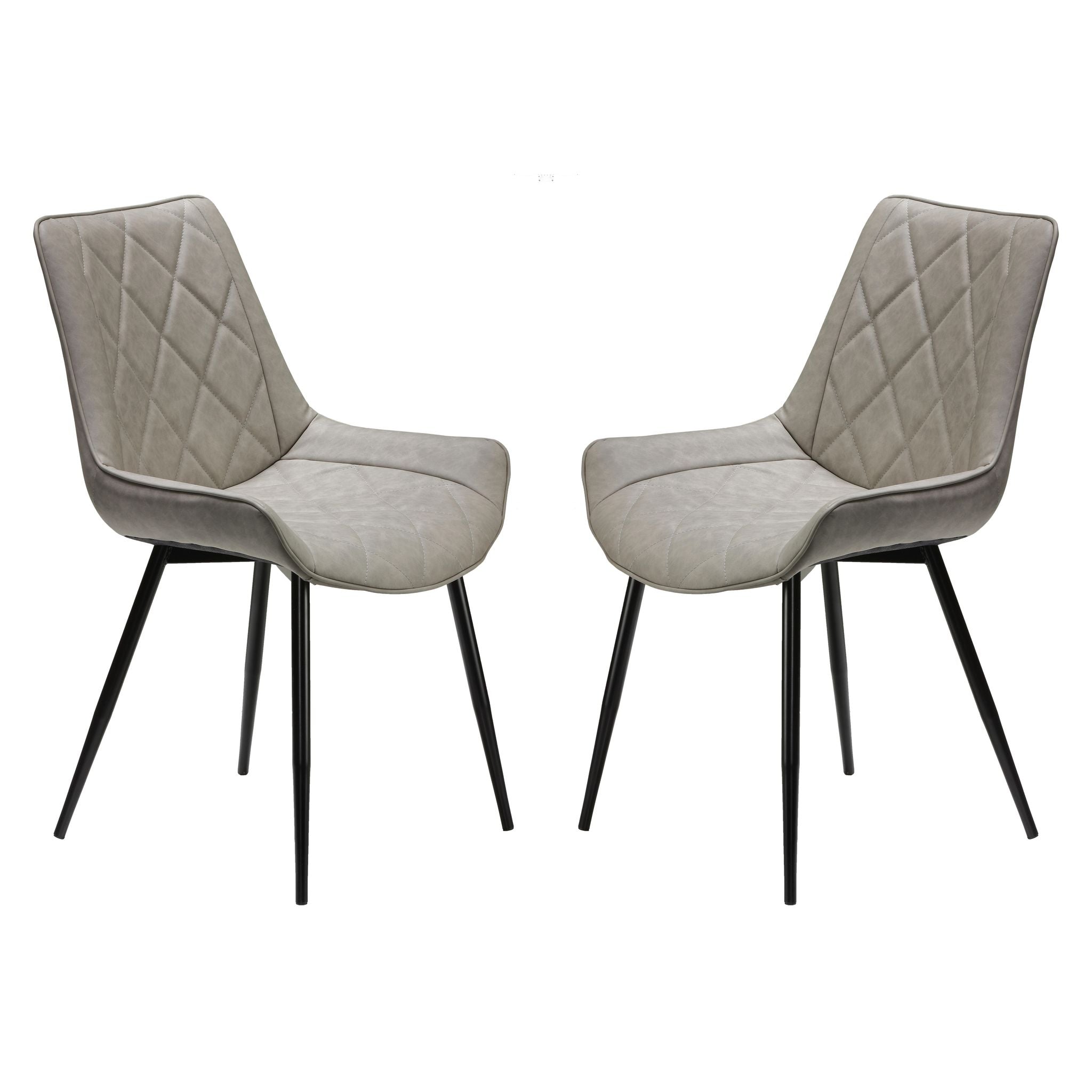 Ellie Dining Chairs in Gray faux Leather, Set of 2