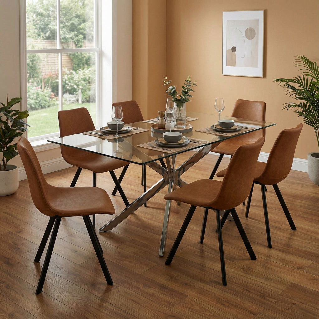 Sahara Dining Chairs in Yellow Faux Leather, Set of 2